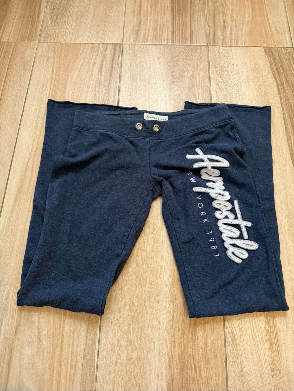 Aeropostale Navy Blue Girls Leggings with Side Script Logo